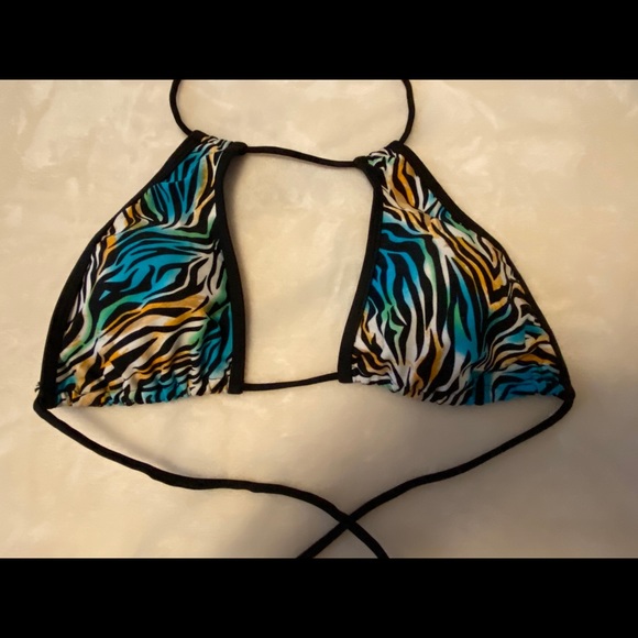 Multi color zebra print two piece bikini. - Picture 2 of 6